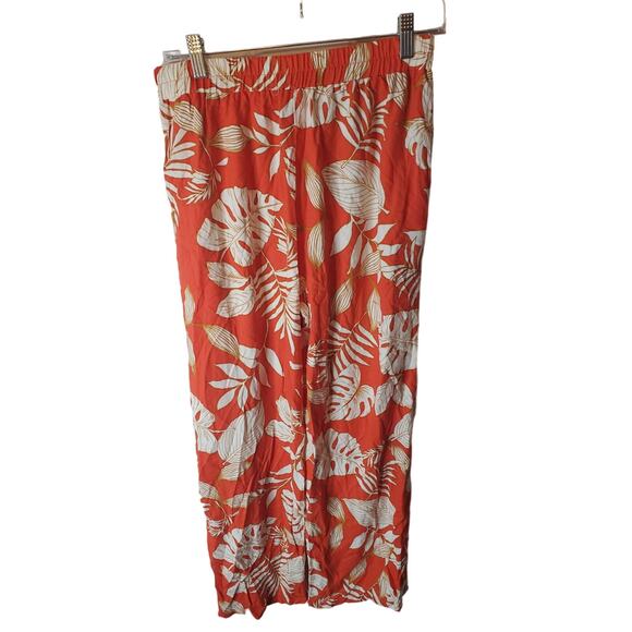 Monteau Tropical Leaf Print Linen Blend Pants, NWT, - Picture 3 of 6